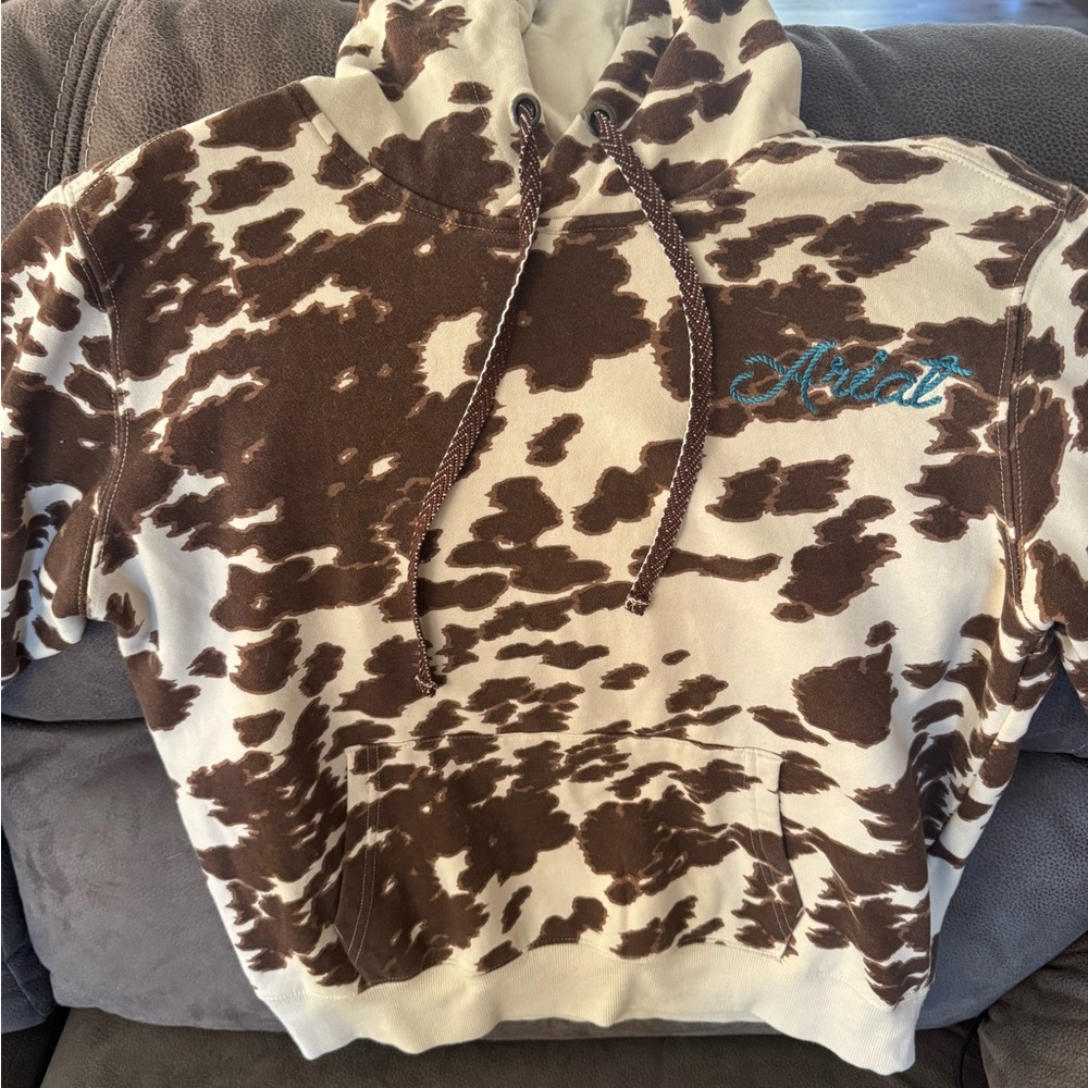 Ariat Brown Cow Print Hoodie
